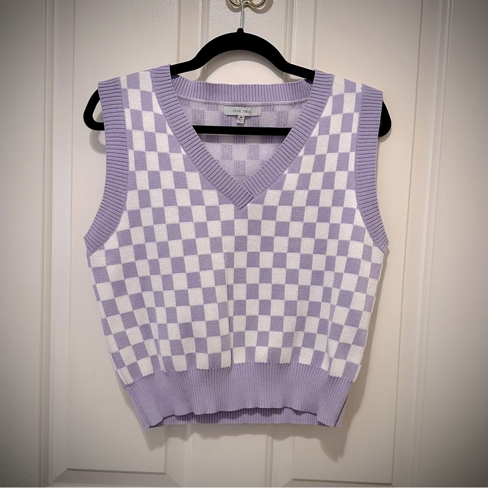 Love Tree Checkered Sweater Vest